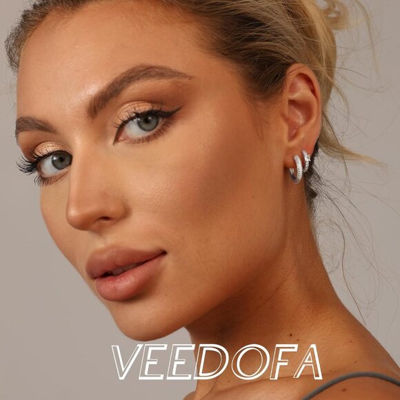 🆕 Women Silver Small Hoop Earrings Trendy Chunky Multiple Piercing Jewelry Gift - Picture 7 of 7